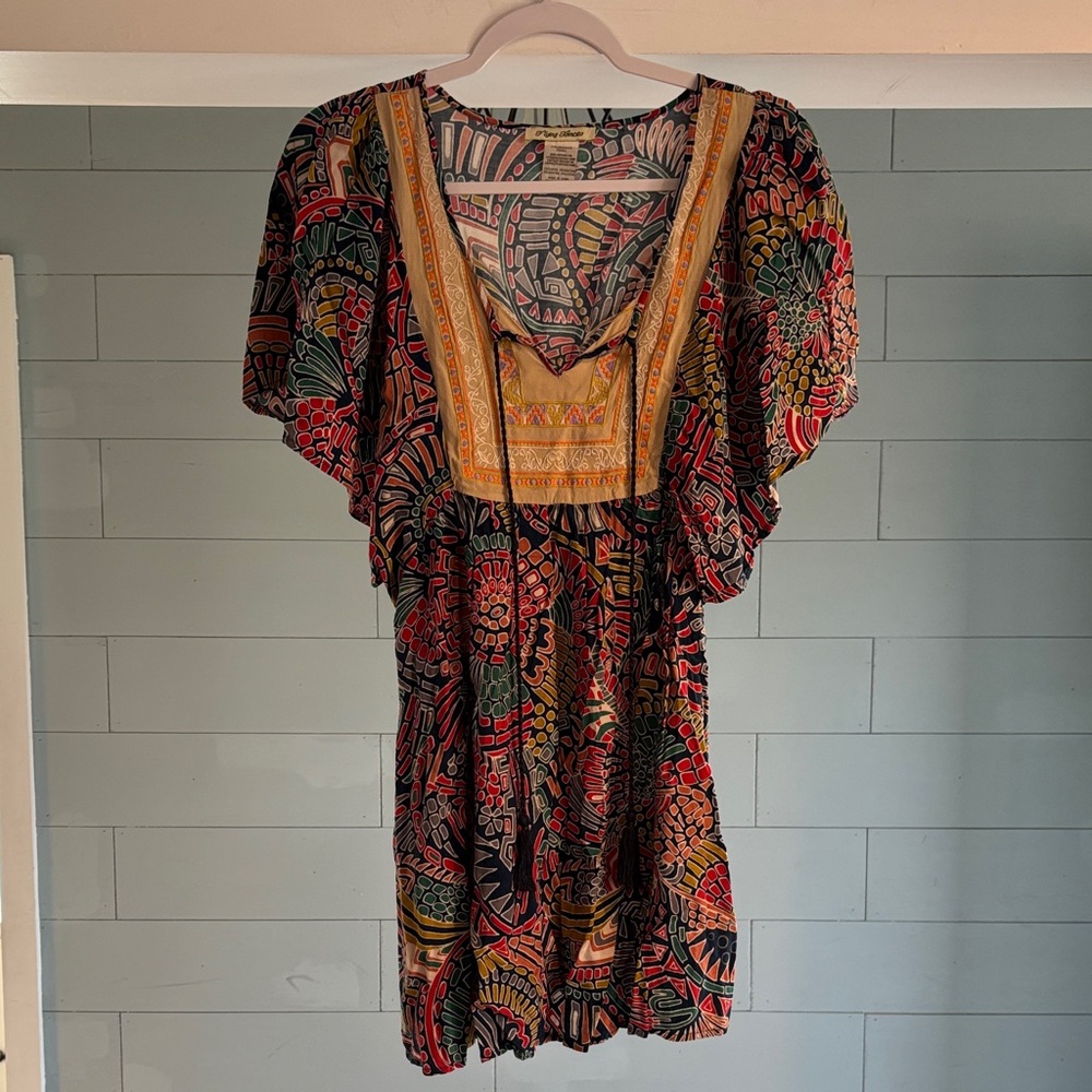 Flying Tomato navy Multi-Color Printed Mini‎ Dress with Embroidery